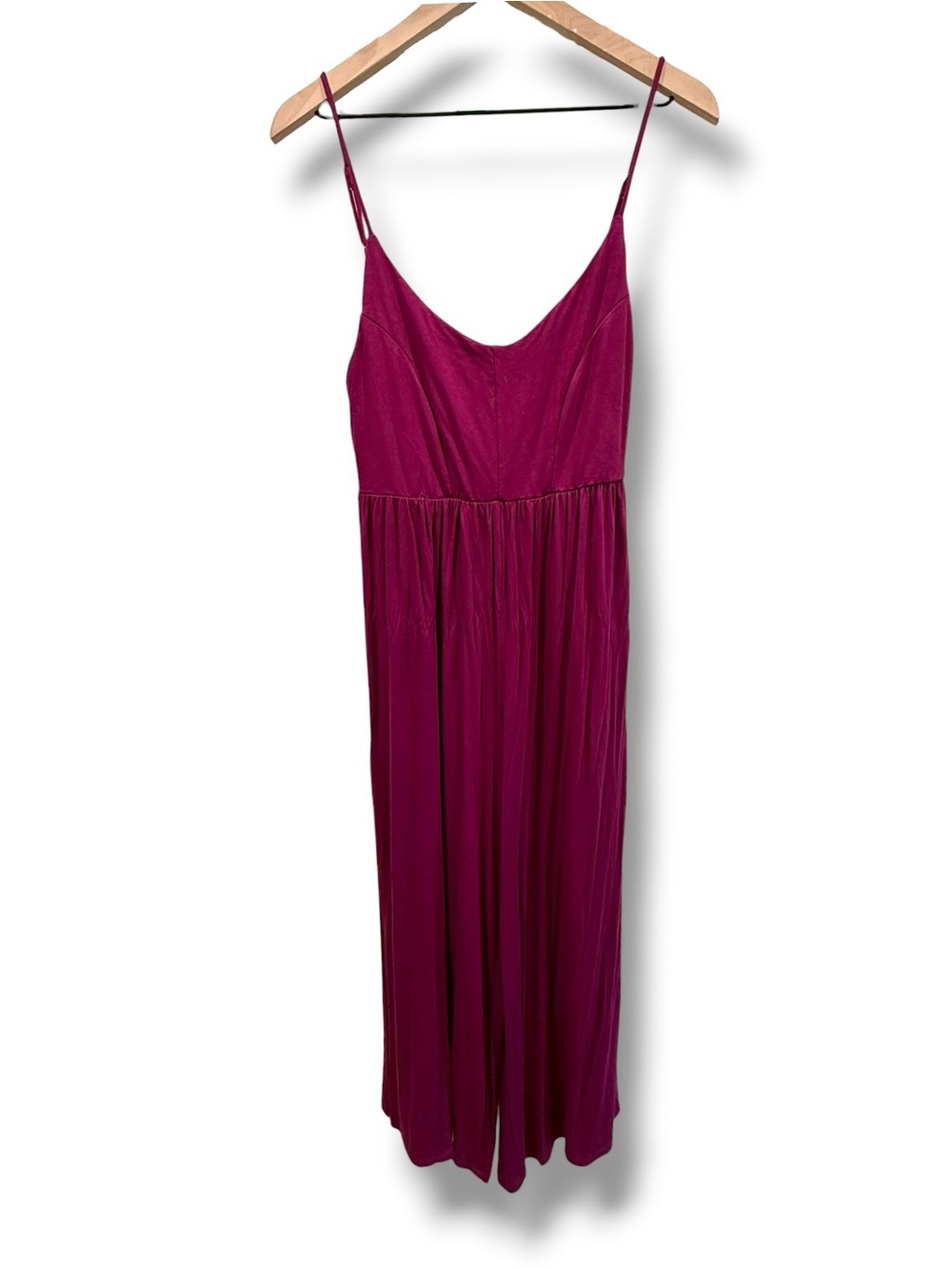 Z Supply NWT‎ Roz Jumpsuit Magenta Fushia Spaghetti-Strap Wide-Leg Goucho L - Picture 5 of 9